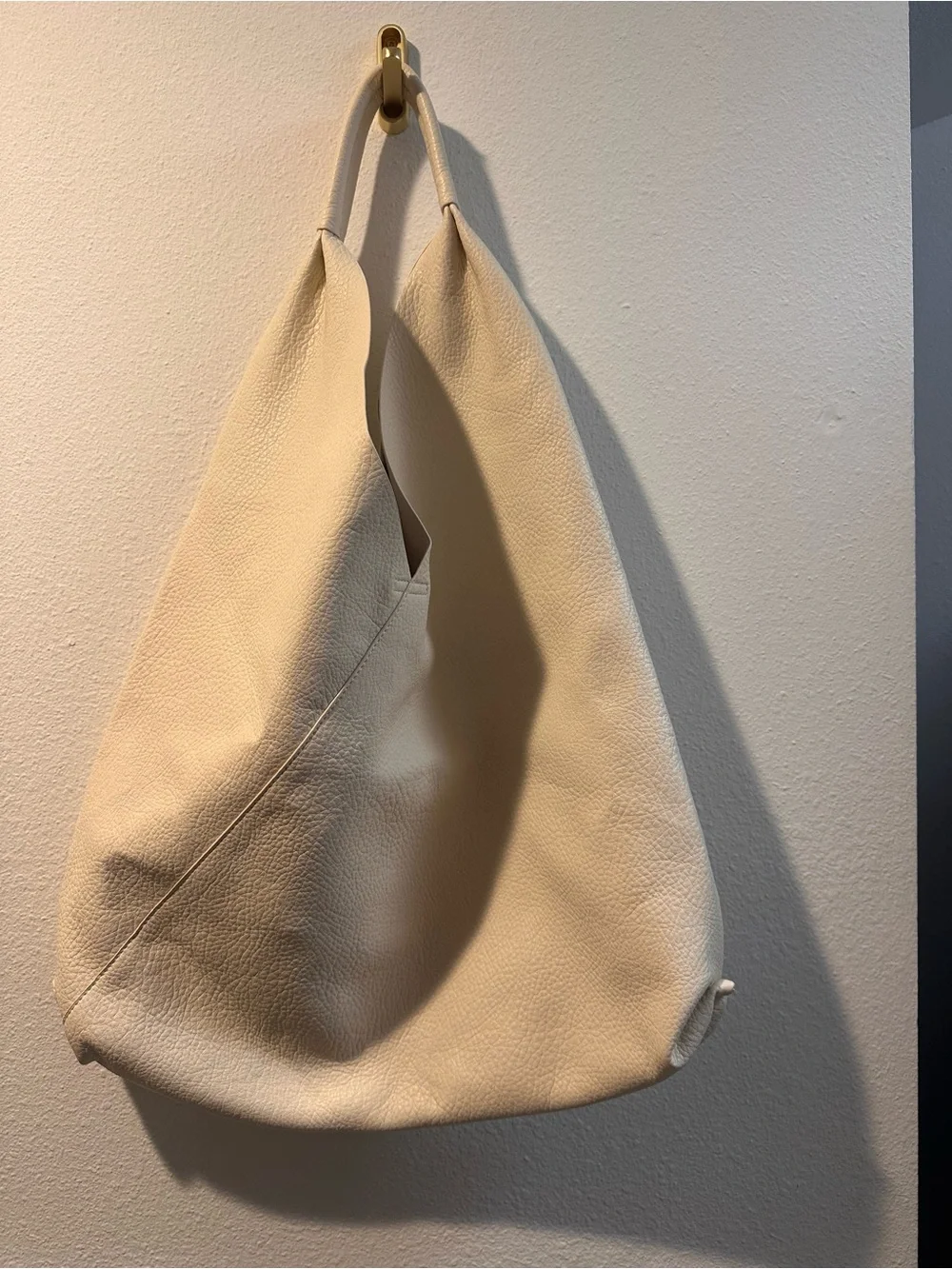 Cream Leather Hobo Bag - Unbranded
